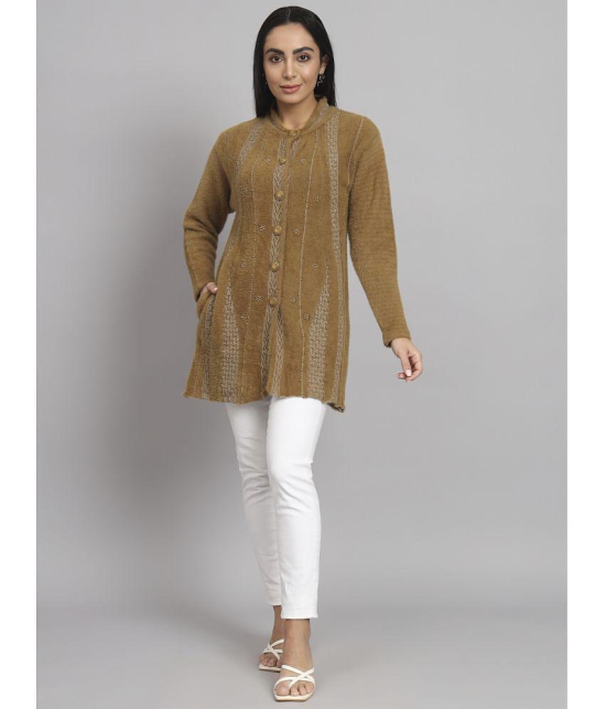 eWools.in Woollen Round Neck Women's Buttoned Cardigans - Brown ( ) - None