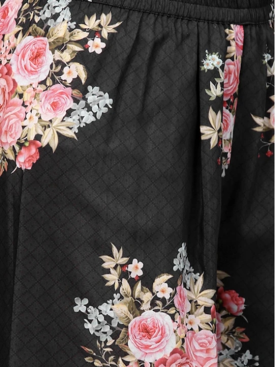 Women Black & Pink Printed Kurta with Palazzos & Dupatta