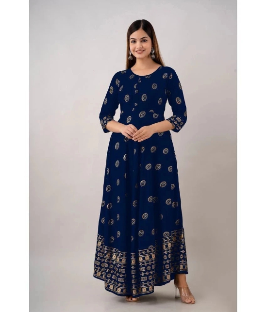 Kapadia - Navy Blue Rayon Womens Anarkali Kurti ( Pack of 1 ) - None