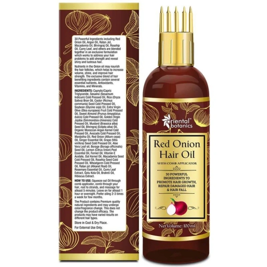 Oriental Botanics Red Onion Hair Oil with Comb Applicator, 100ml