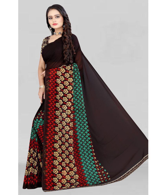 LEELAVATI - Brown Georgette Saree With Blouse Piece ( Pack of 1 ) - Brown