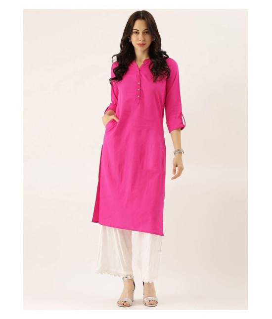 Divena - Pink Cotton Womens Straight Kurti - XL