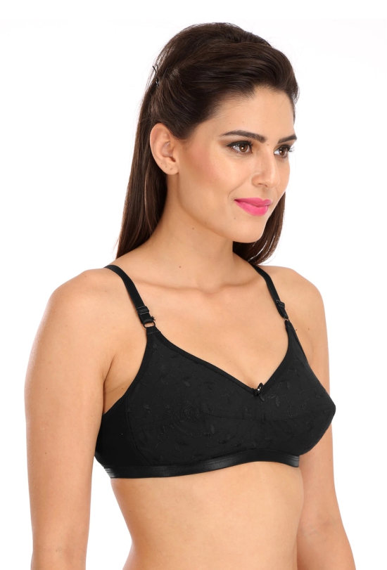 Black C-1212 Women Cotton Chiken Fabric Cotton Full coverage Bra-34 / B / White