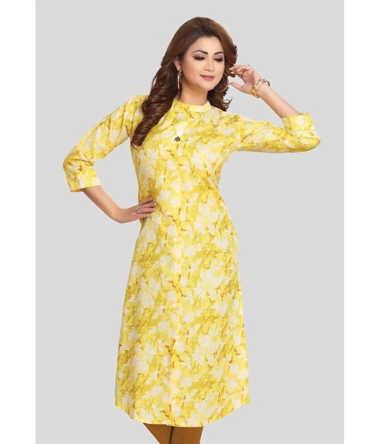 Meher Impex Cotton Printed Straight Womens Kurti - Yellow ( Pack of 1 ) - None