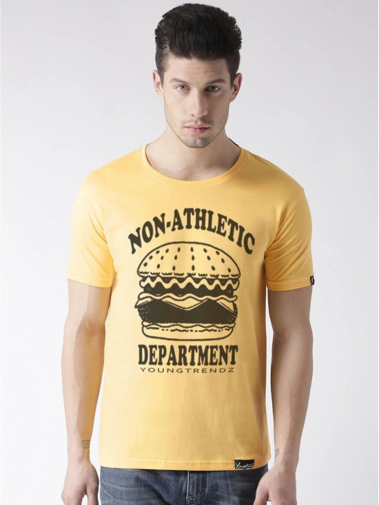 Young Trendz Bio-Wash Cotton Half Sleeve BURGER1 Graphic Printed YELLOW1 T-Shirt-YELLOW / X Large / 100% Bio Wash Cotton