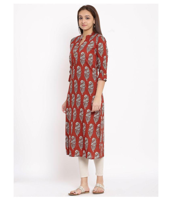 FabbibaPrints Maroon Cotton Straight Kurti - L