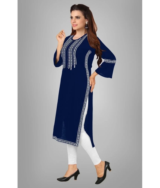 Kapadia - Blue Rayon Womens Straight Kurti ( Pack of 1 ) - None