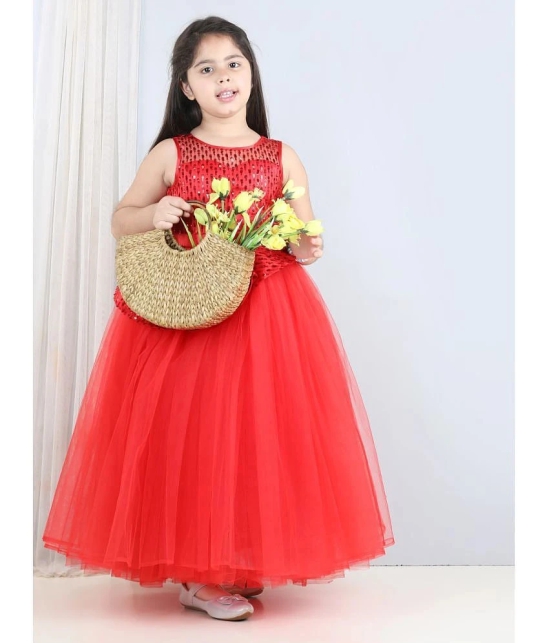 Toy Balloon Kids Red Net Girls Fit And Flare Dress ( Pack of 1 ) - None