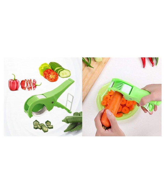 Stainless Steel Multi-Cutter with Peeler for Vegetable and Fruit Extra Sharp (Veg_Cutter_2IN1) Set Of 2 - Multicolor