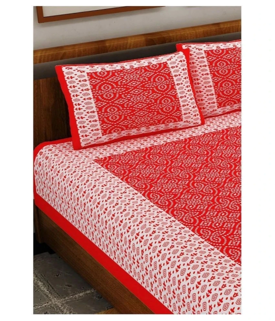 Uniqchoice Cotton Double Bedsheet with 2 Pillow Covers - Red