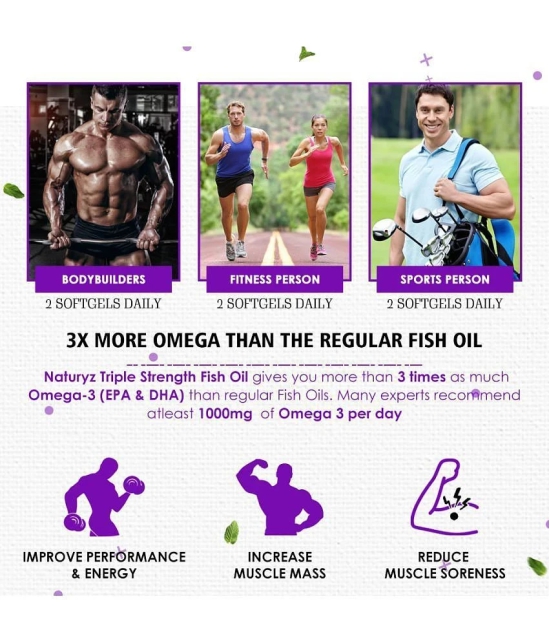 NATURYZ Triple Strength Omega 3 Fish Oil 2500 Mg with Highest EPA 1200mg, DHA 800mg - 120 Softgels