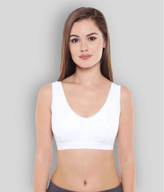 Bodycare Cotton Lycra Sports Bra - White - 36B