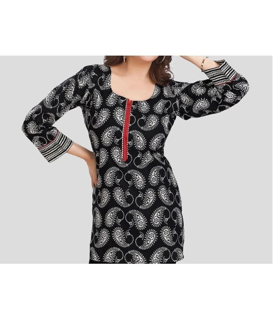 Meher Impex Cotton Printed A-line Womens Kurti - Black ( Pack of 1 ) - None