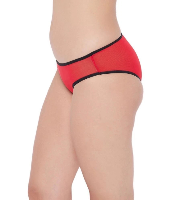 Clovia Pack of 1 Lace Solid Womens Thongs ( Red ) - None