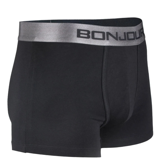 Men's Mid-Rise Premia Cotton Trunk With Elasticated Band - Black Black XXL