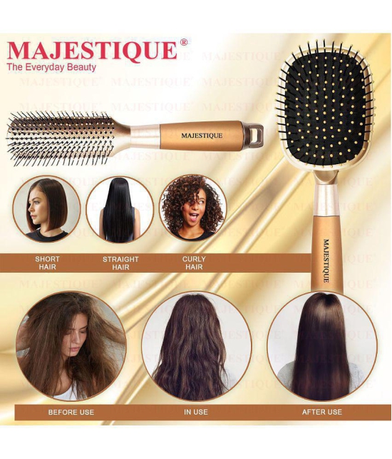 Majestique 4Pcs Hair Brush Set Paddle, Styling, Tail Comb & Wide Tooth Comb