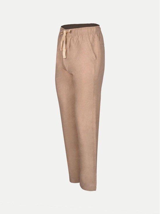 Men Sand Solid Remi Cotton Chinos Trousers