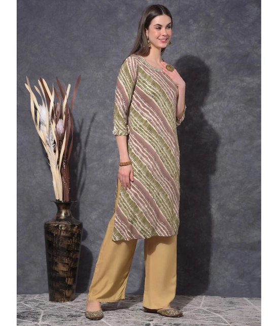 Mamoose Rayon Striped Straight Womens Kurti - Brown ( Pack of 1 ) - None