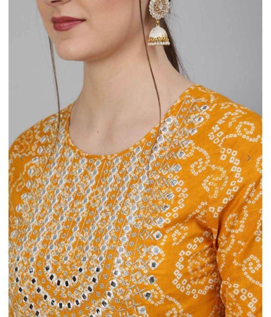 AMIRA''S INDIAN ETHNICWEAR - Mustard Anarkali Cotton Women''s Stitched Salwar Suit ( Pack of 1 ) - None