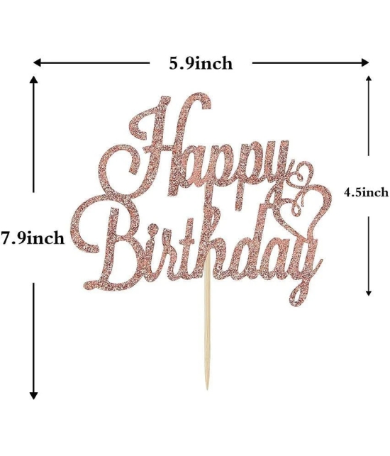 Zyozi® Rose Gold Glitter Happy Birthday Cake Topper, Birthday Party Decorations Supplies - Rose