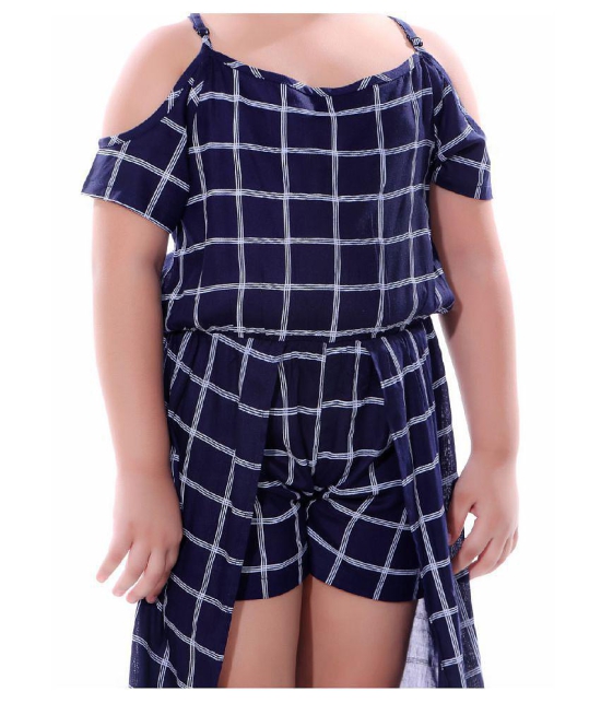 Naughty Ninos Girls Navy Blue Checked Fit and Flare Dress - None