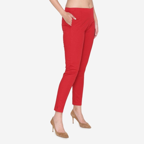 Women's Cotton Formal Trousers - True Red True Red 3XL