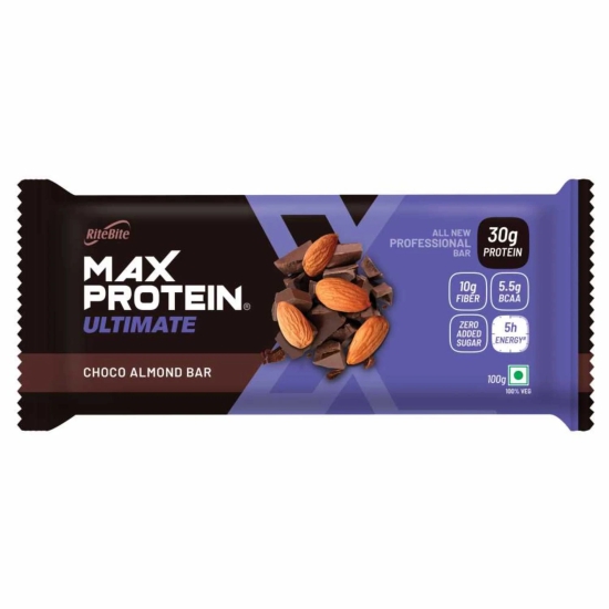 Ritebite Max Protein Ultimate Bars 1200g - Pack Of 12 (100g X 12) (Flavour - CHOCO ALMOND, Size - 100 g) by Total Sporting And Fitness Solutions Pvt Ltd