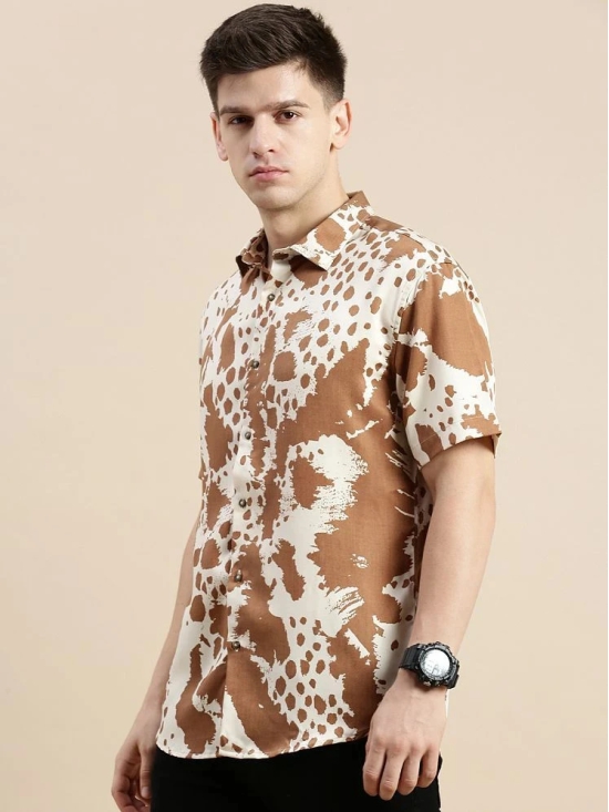 Showoff Cotton Blend Regular Fit Printed Half Sleeves Mens Casual Shirt - Cream ( Pack of 1 ) - None