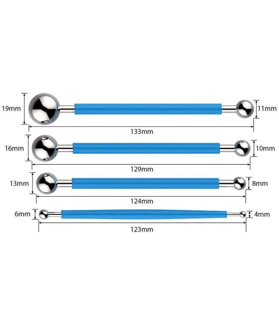 SHB Clay Modeling Stylus Dotting Sculpting Ceramics Stainless Steel Ball Tools Sugar Paste Cake - 4 Pcs Set