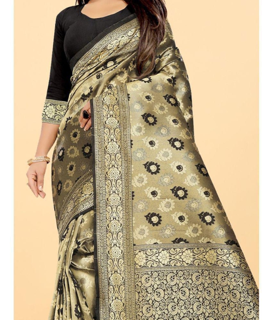 Gazal Fashions - Black Banarasi Silk Saree With Blouse Piece ( Pack of 1 ) - Black