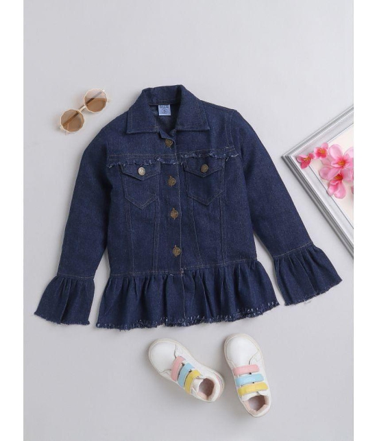 DKGF Fashion - Dark Blue Denim Girls Denim Jackets ( Pack of 1 ) - None