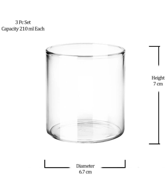 Treo By Milton Vector Borosilicate Glass Tumbler, Set of 3, 210 ml Each, Transparent