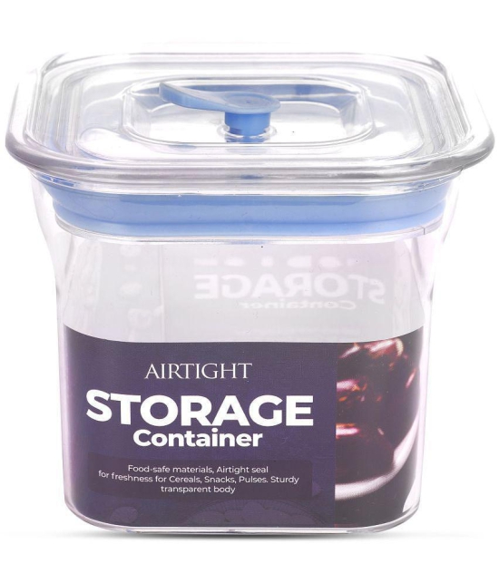 HomePro Fabio Airtight Transparent storage Plastic container pack of 4, Square, 600ml, Blue - Blue