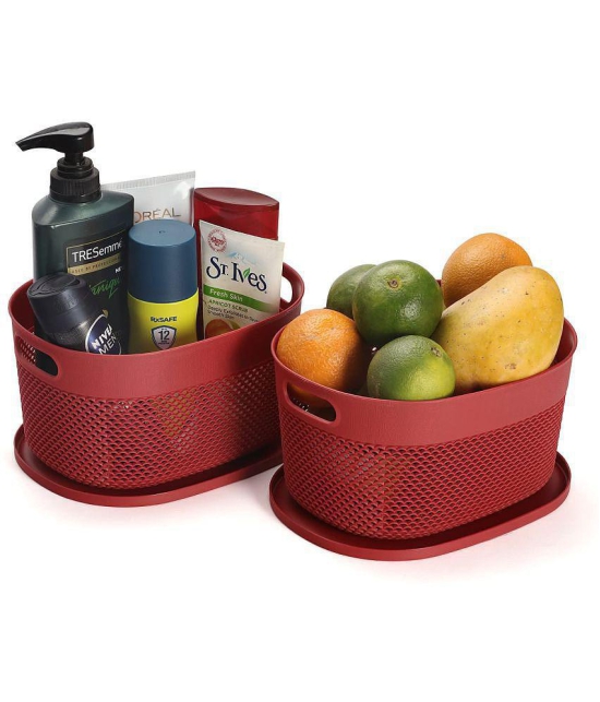 Oliveware - Plastic Maroon Utility Container ( Set of 2 ) - Maroon