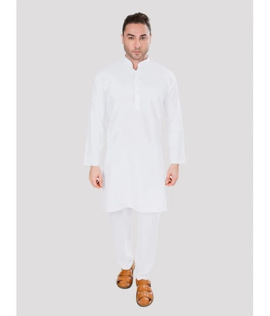 Maharaja - White Cotton Blend Regular Fit Mens Kurta Pyjama Set ( Pack of 1 ) - None