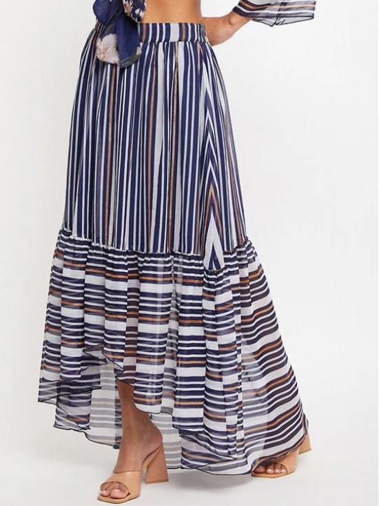 Striped Flared Maxi Skirt