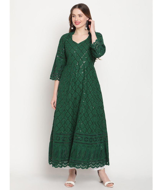 Queenley - Green Cotton Women's Flared Kurti - None