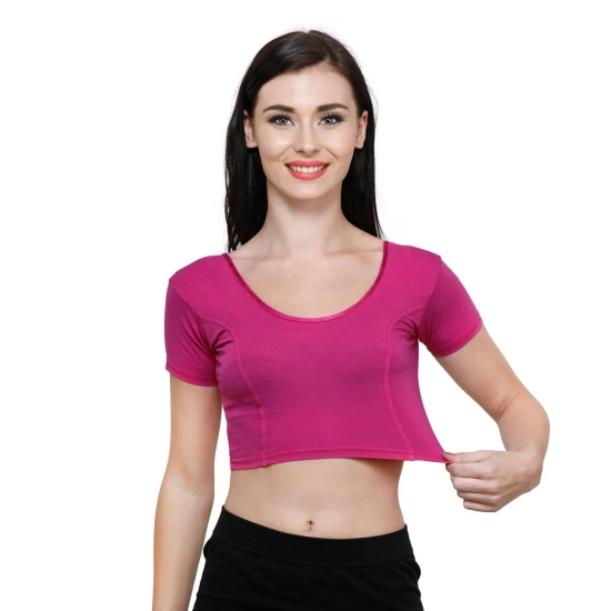 Vami Women's Cotton Stretchable Readymade Blouses - Fuchsia L