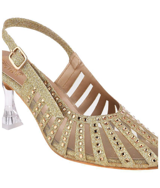 Shoetopia Gold Women''s Sandal Heels - None