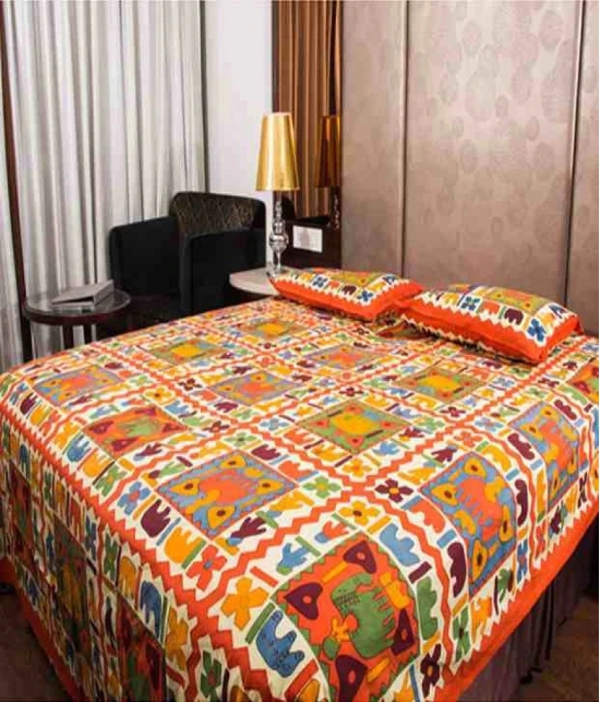 UniqChoice MuliColoured Jaipuri Printed Cotton 3 Double Bed Sheet Combo With 6 Pillow Cover