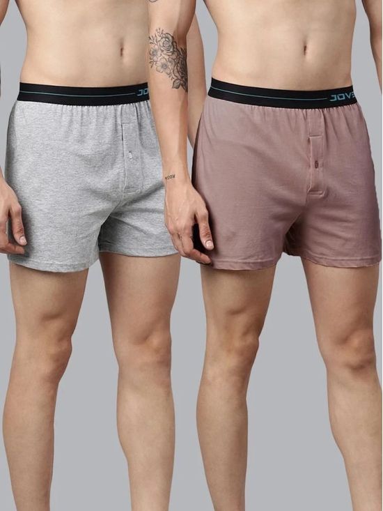 Joven Pack of 2 Cotton Mens Boxer- ( Grey Melange ) Boxer Shorts - None