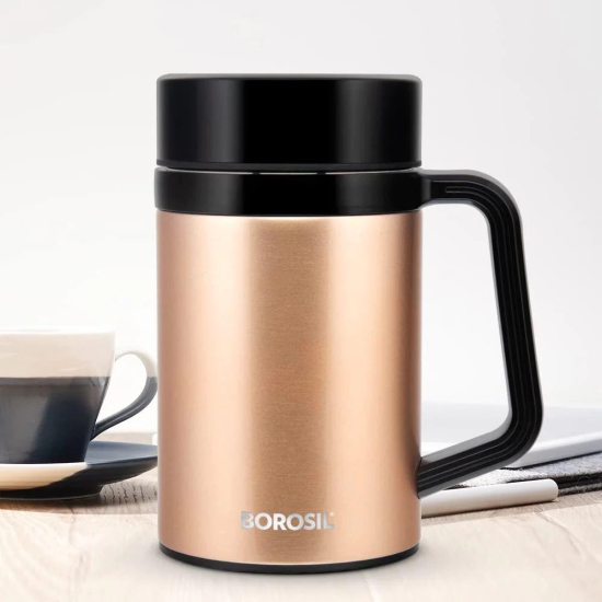 Borosil EasyGo Stainless Steel Insulated 410 ML Travel Mug | 5 Hours Hot & Cold | Bronze | 1 Pc