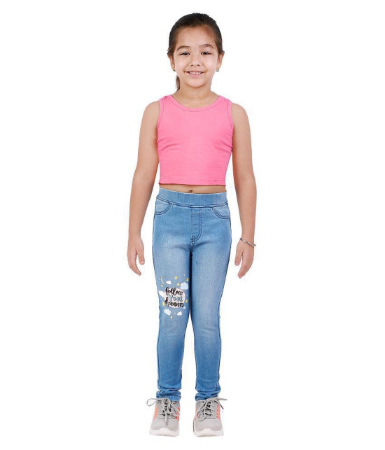 Naughty Ninos - Denim Blue Denim Girls Leggings ( Pack of 1 ) - None