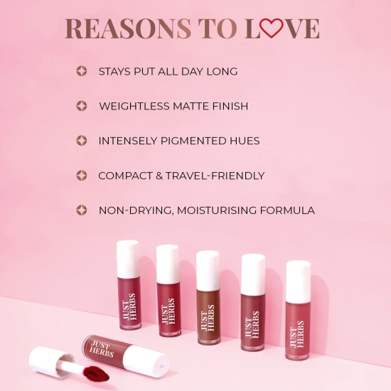 Herb Enriched Matte Liquid Lipstick Travel Size Kit  - Set of 5