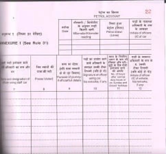 S-263 Log Book for Vehicle-200 folio for Central Government Office