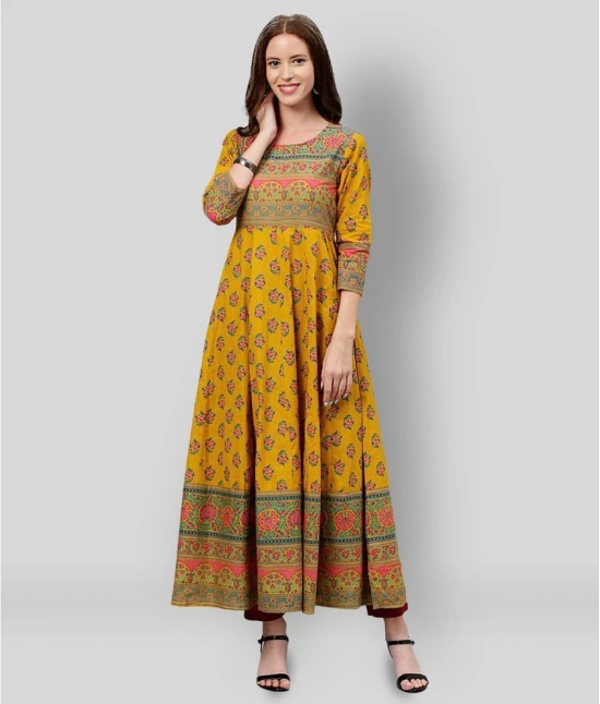 KIPEK - Yellow Cotton Womens Anarkali Kurti ( Pack of 1 ) - S