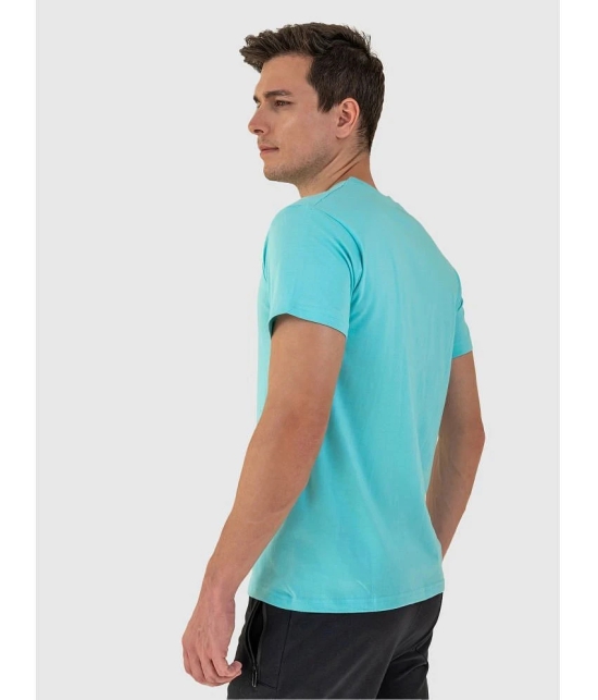 Lux Cozi Cotton Regular Fit Solid Half Sleeves Mens T-Shirt - Turquoise ( Pack of 2 ) - None