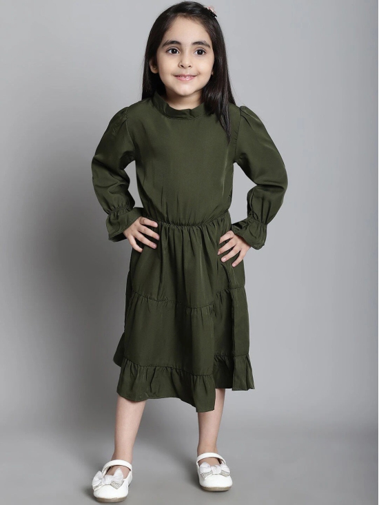 MINI & MING Girls Round Neck A-Line Midi Dress