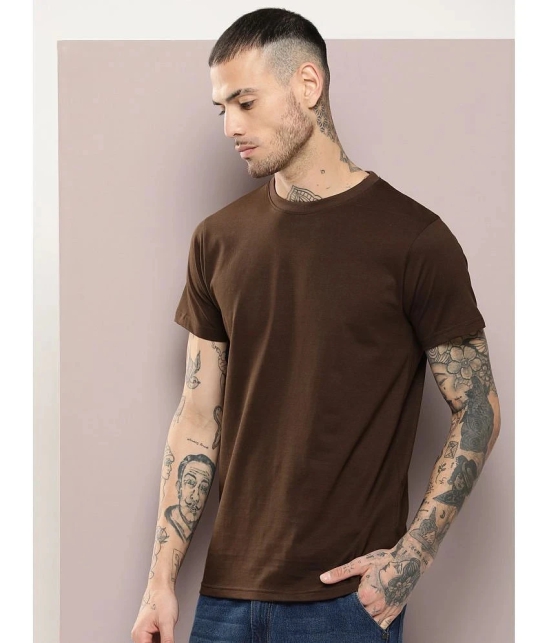 Dillinger Cotton Regular Fit Solid Half Sleeves Mens T-Shirt - Brown ( Pack of 1 ) - None