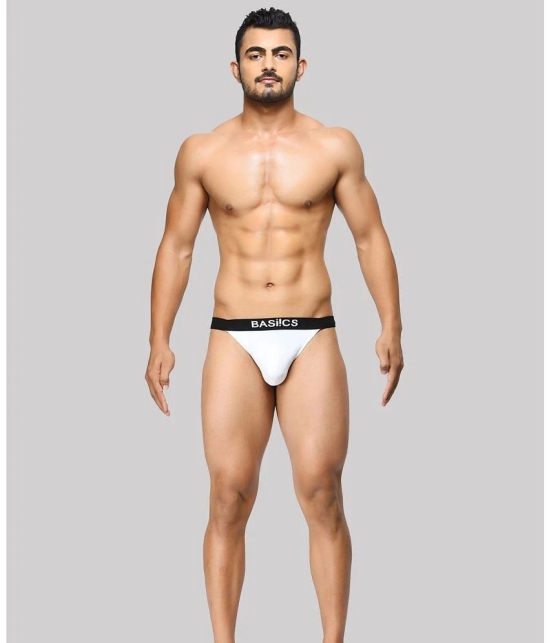 BASIICS By La Intimo - White BCSTH01 Spandex Mens Thongs ( Pack of 1 ) - None